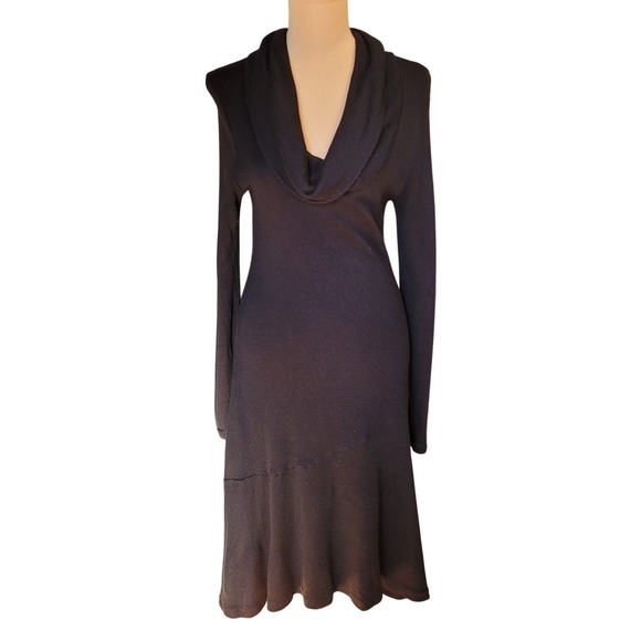 Banana Republic Dresses & Skirts - Banana Republic Wool Viscose Cowl Neck‎ Midi Sweater Dress Black M SEE PHOTOS